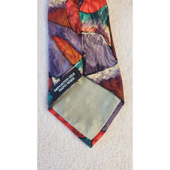 VTG 80s Spencer & Noble 100% Silk Tie Abstract Print Necktie Made In USA - Picture 3 of 10